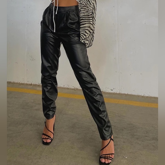 Princess Polly Love Club Black Faux Leather Pants - Picture 2 of 10